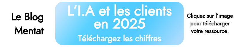  Bouton bleu avec du texte blanc mentionnant l'intelligence artificielle et la relation client en 2025, incitant à télécharger des chiffres sur ChatGPT.